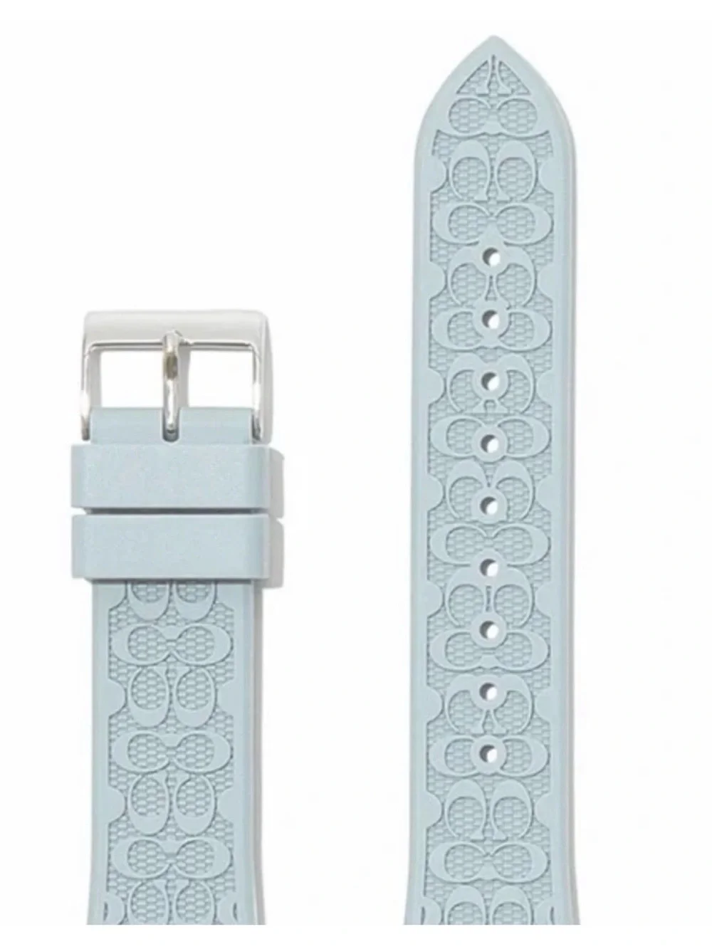 Coach Light Blue Silicone Smartwatch Strap with Signature Embossing